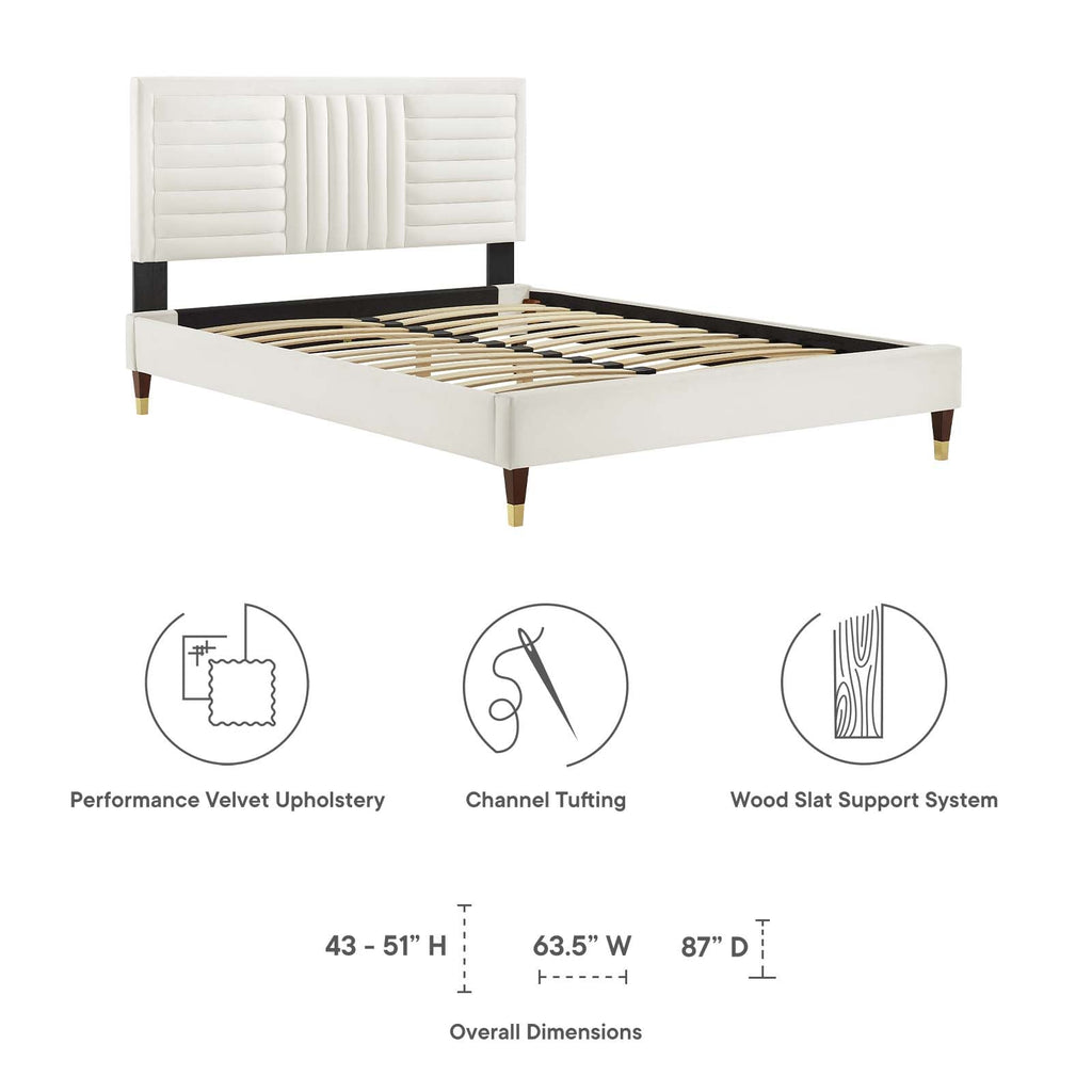 Sofia Channel Tufted Performance Velvet Full Platform Bed by Modway