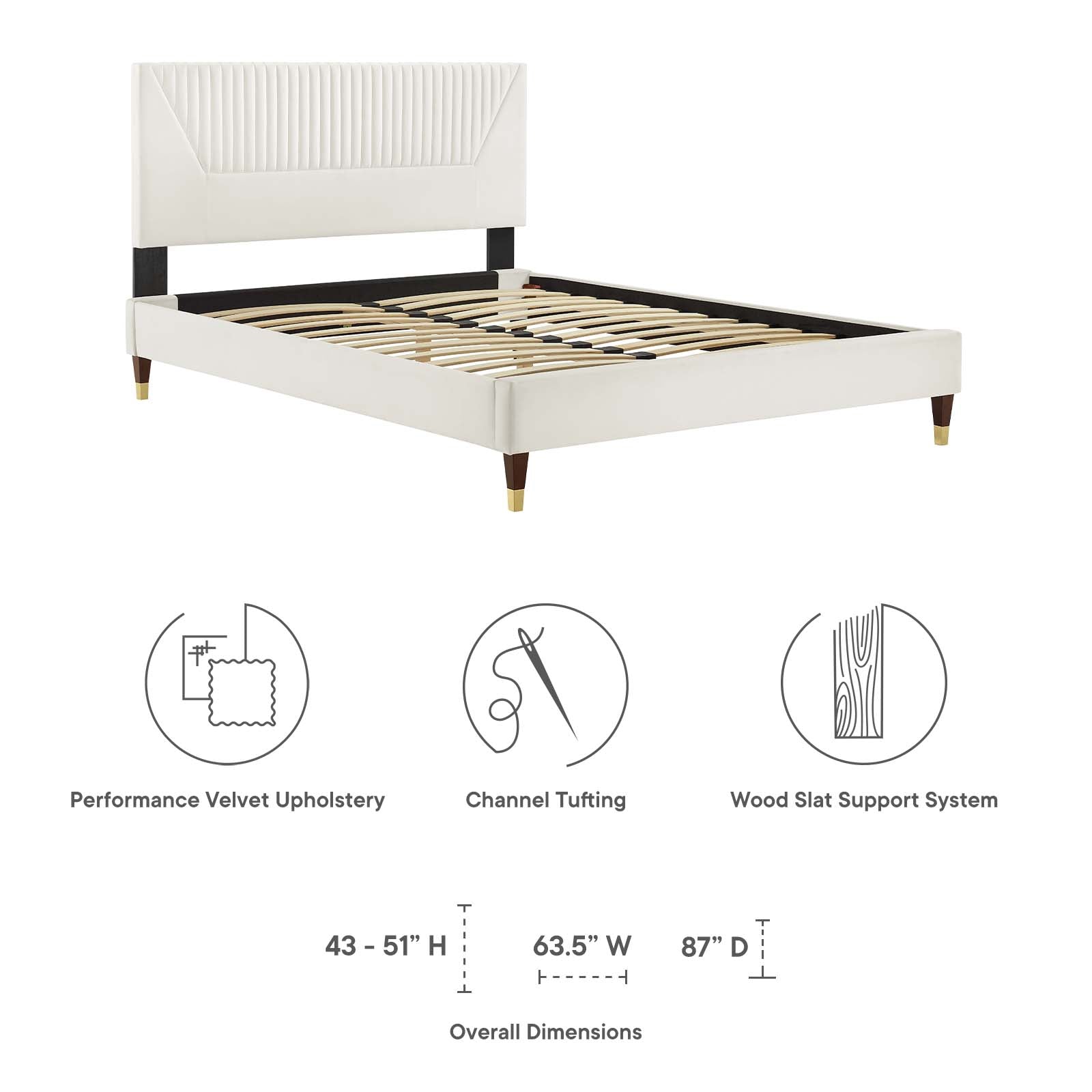 Yasmine Channel Tufted Performance Velvet Full Platform Bed by Modway