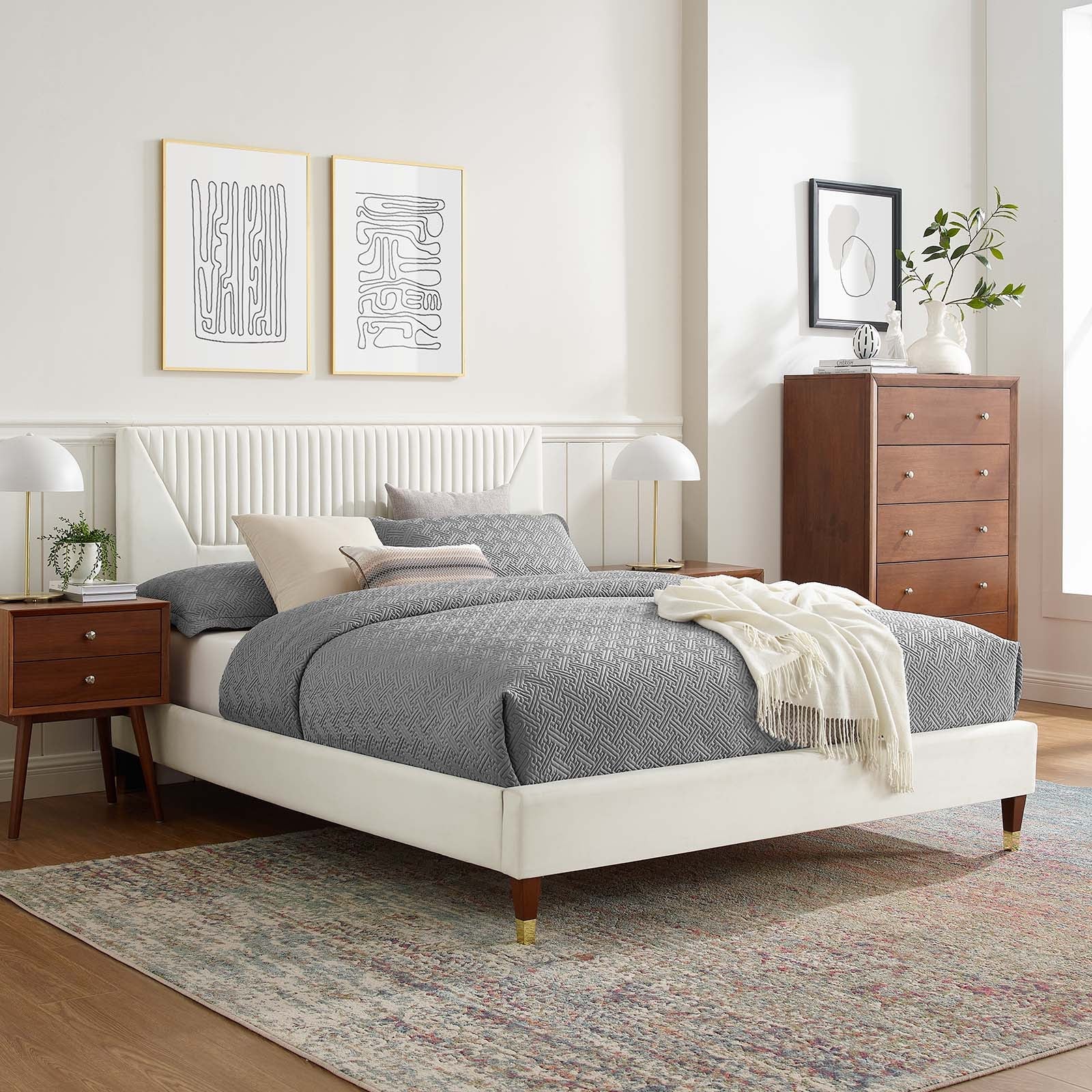 Yasmine Channel Tufted Performance Velvet Full Platform Bed by Modway