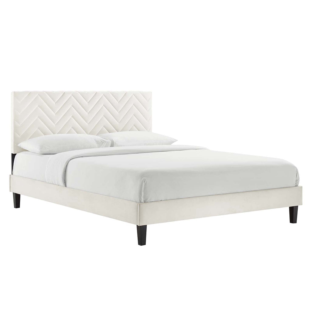 Leah Chevron Tufted Performance Velvet Full Platform Bed by Modway