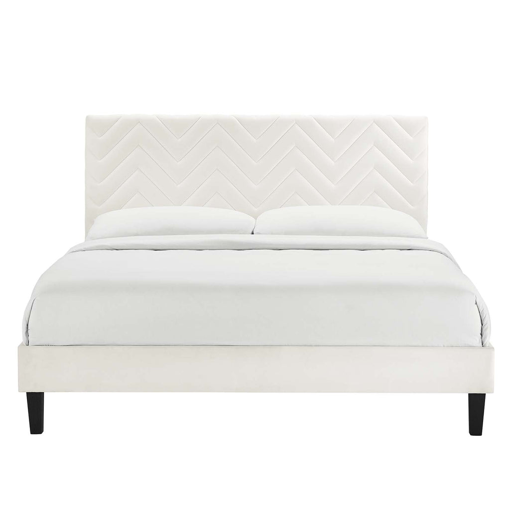 Leah Chevron Tufted Performance Velvet Full Platform Bed by Modway