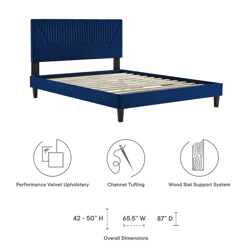 Yasmine Channel Tufted Performance Velvet Full Platform Bed by Modway