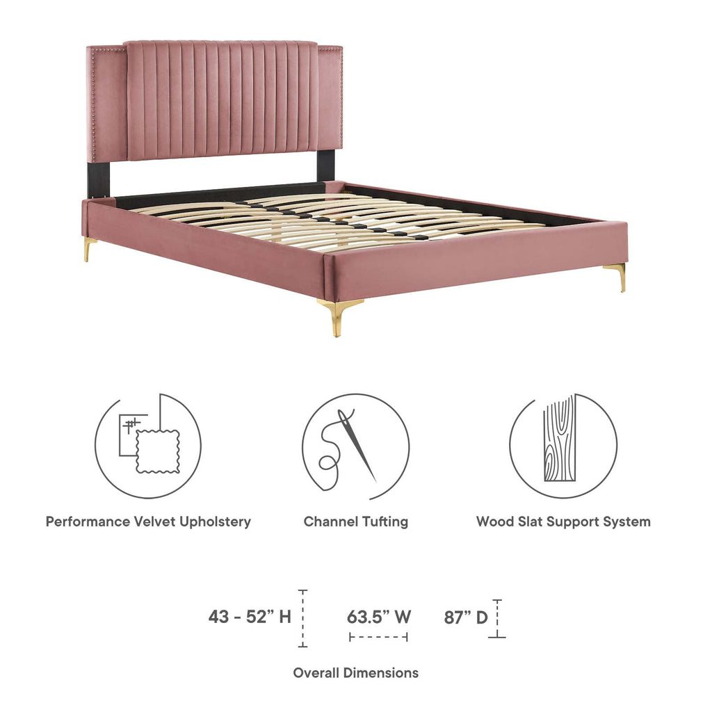 Zahra Channel Tufted Performance Velvet King Platform Bed by Modway