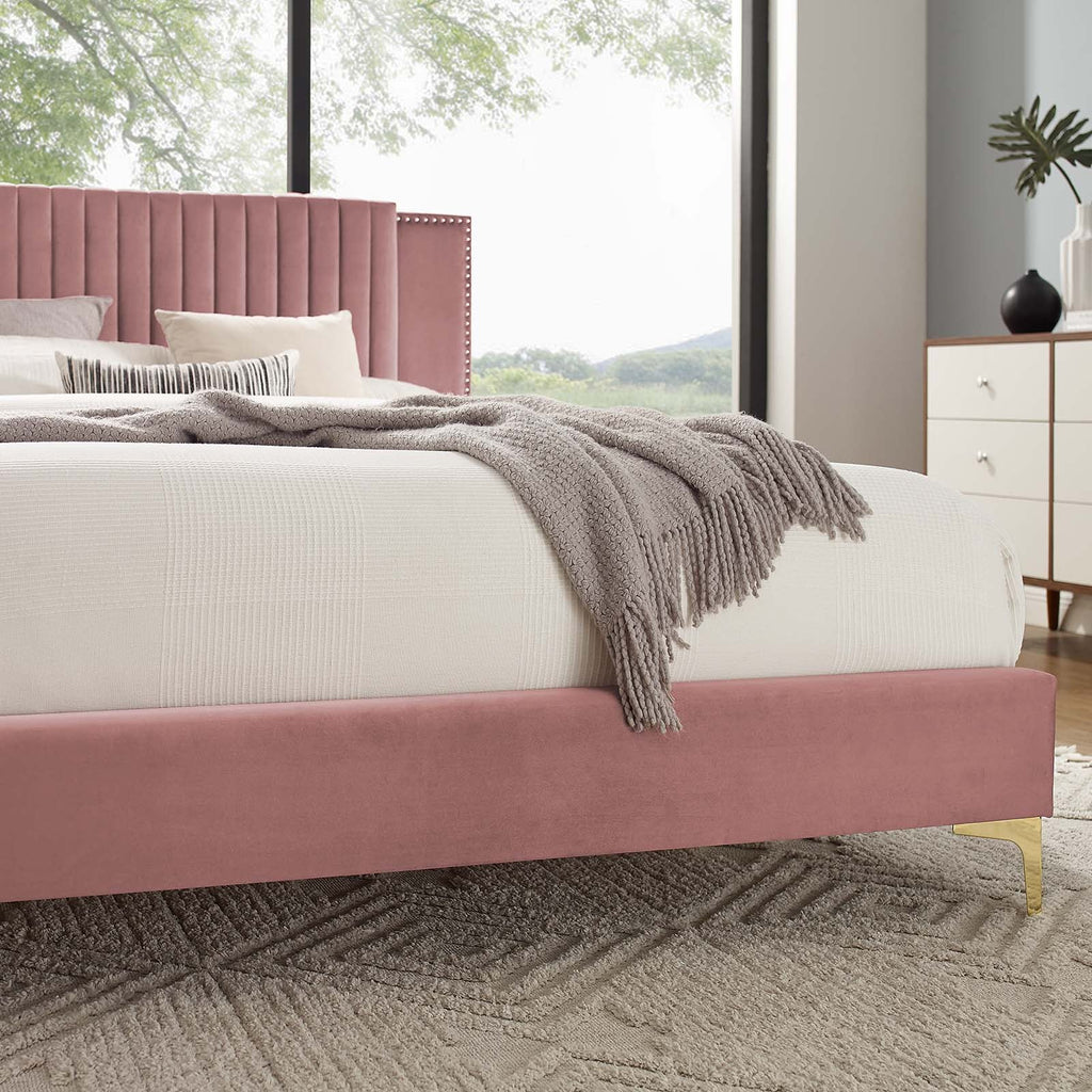 Zahra Channel Tufted Performance Velvet King Platform Bed by Modway