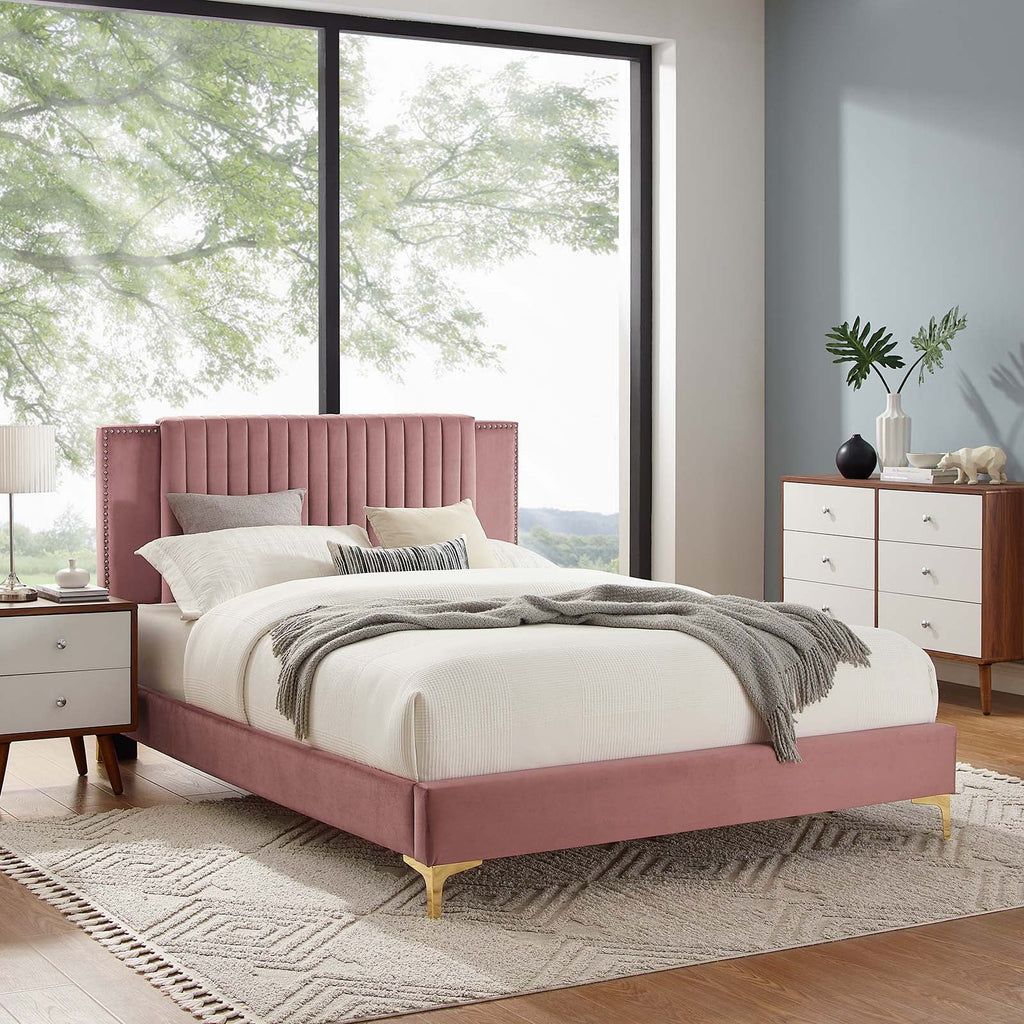 Zahra Channel Tufted Performance Velvet King Platform Bed by Modway