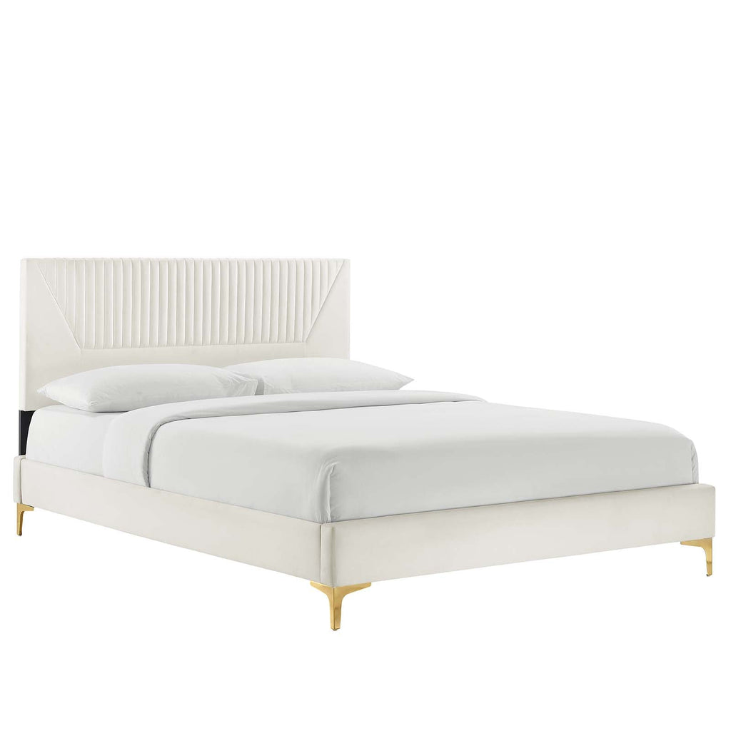 Yasmine Channel Tufted Performance Velvet King Platform Bed by Modway