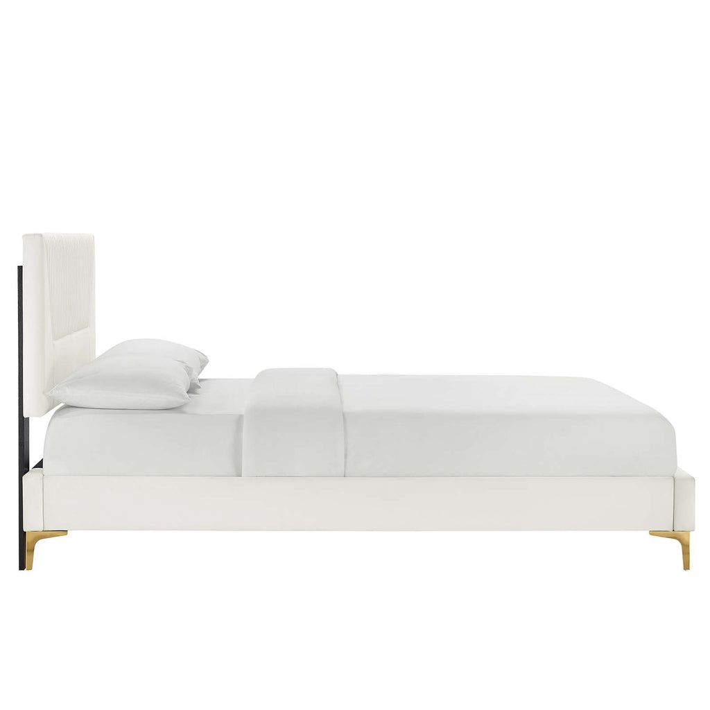 Yasmine Channel Tufted Performance Velvet King Platform Bed by Modway
