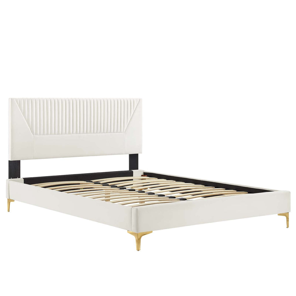 Yasmine Channel Tufted Performance Velvet King Platform Bed by Modway