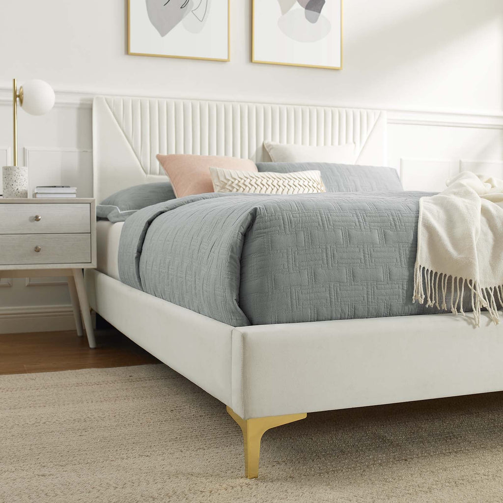 Yasmine Channel Tufted Performance Velvet King Platform Bed by Modway