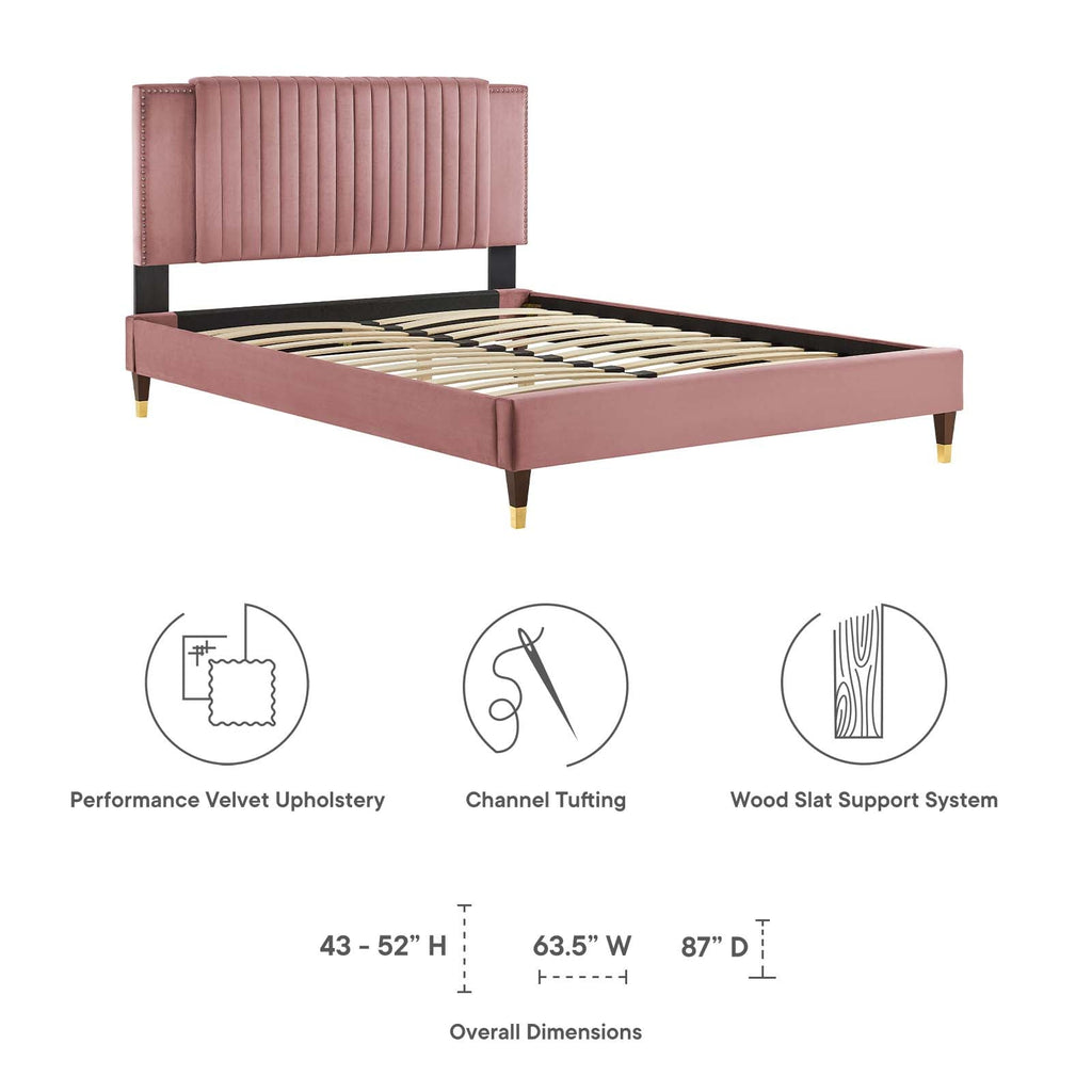 Zahra Channel Tufted Performance Velvet King Platform Bed by Modway