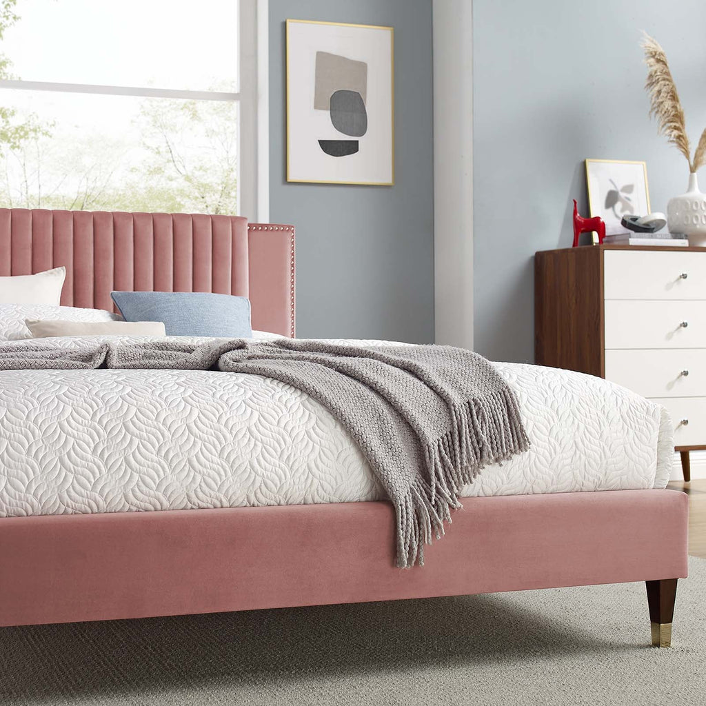 Zahra Channel Tufted Performance Velvet King Platform Bed by Modway
