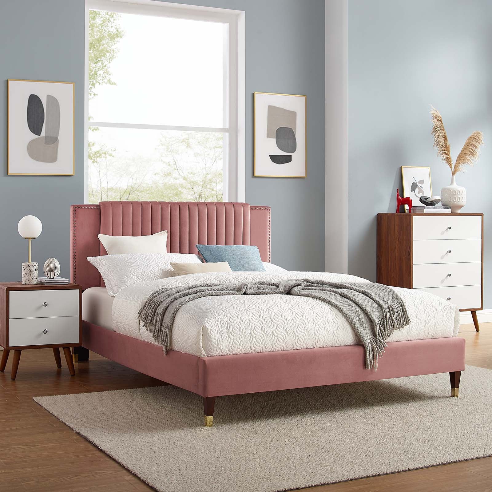 Zahra Channel Tufted Performance Velvet King Platform Bed by Modway