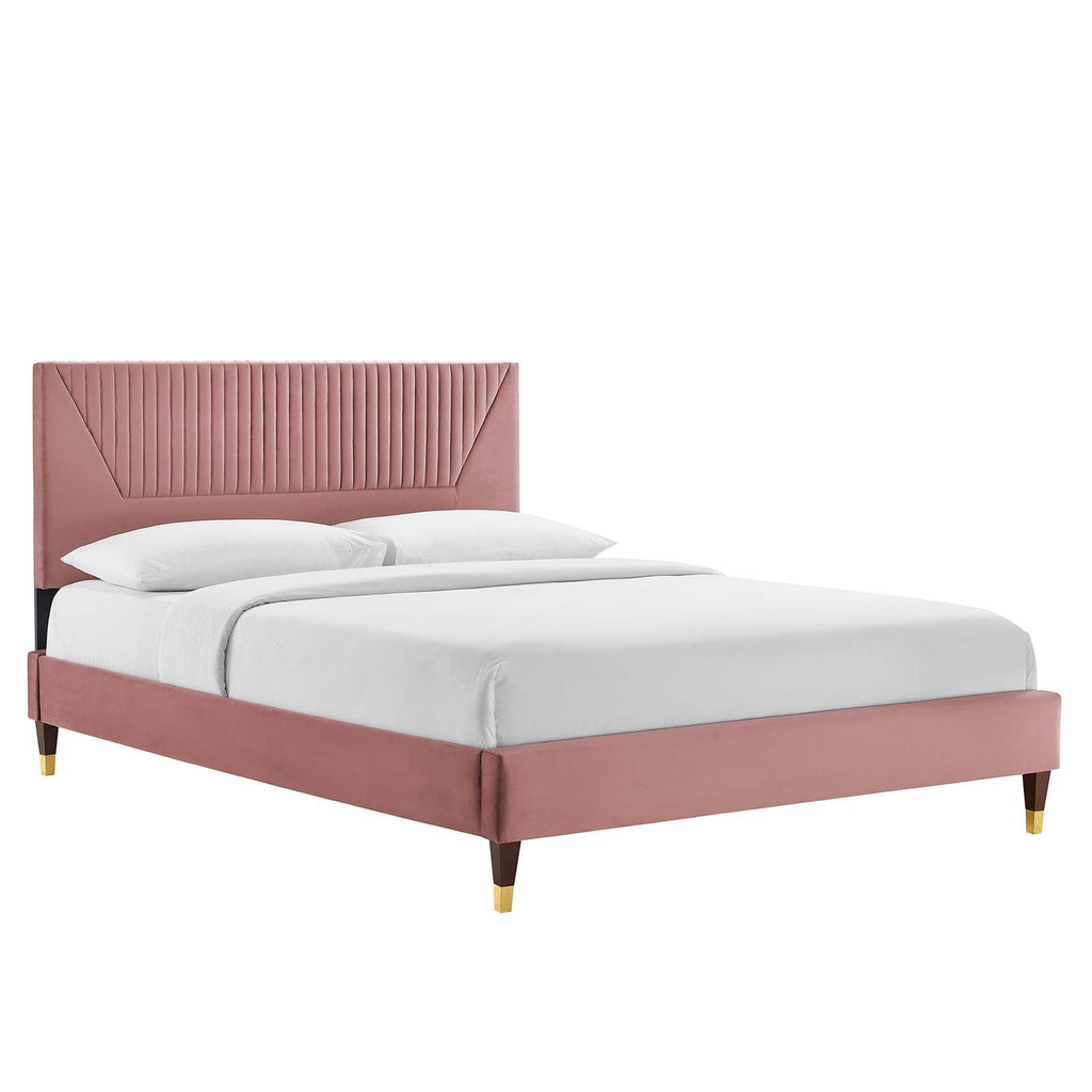 Yasmine Channel Tufted Performance Velvet King Platform Bed by Modway