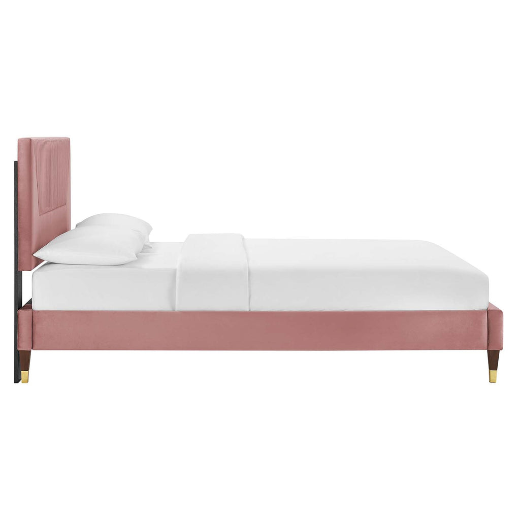 Yasmine Channel Tufted Performance Velvet King Platform Bed by Modway