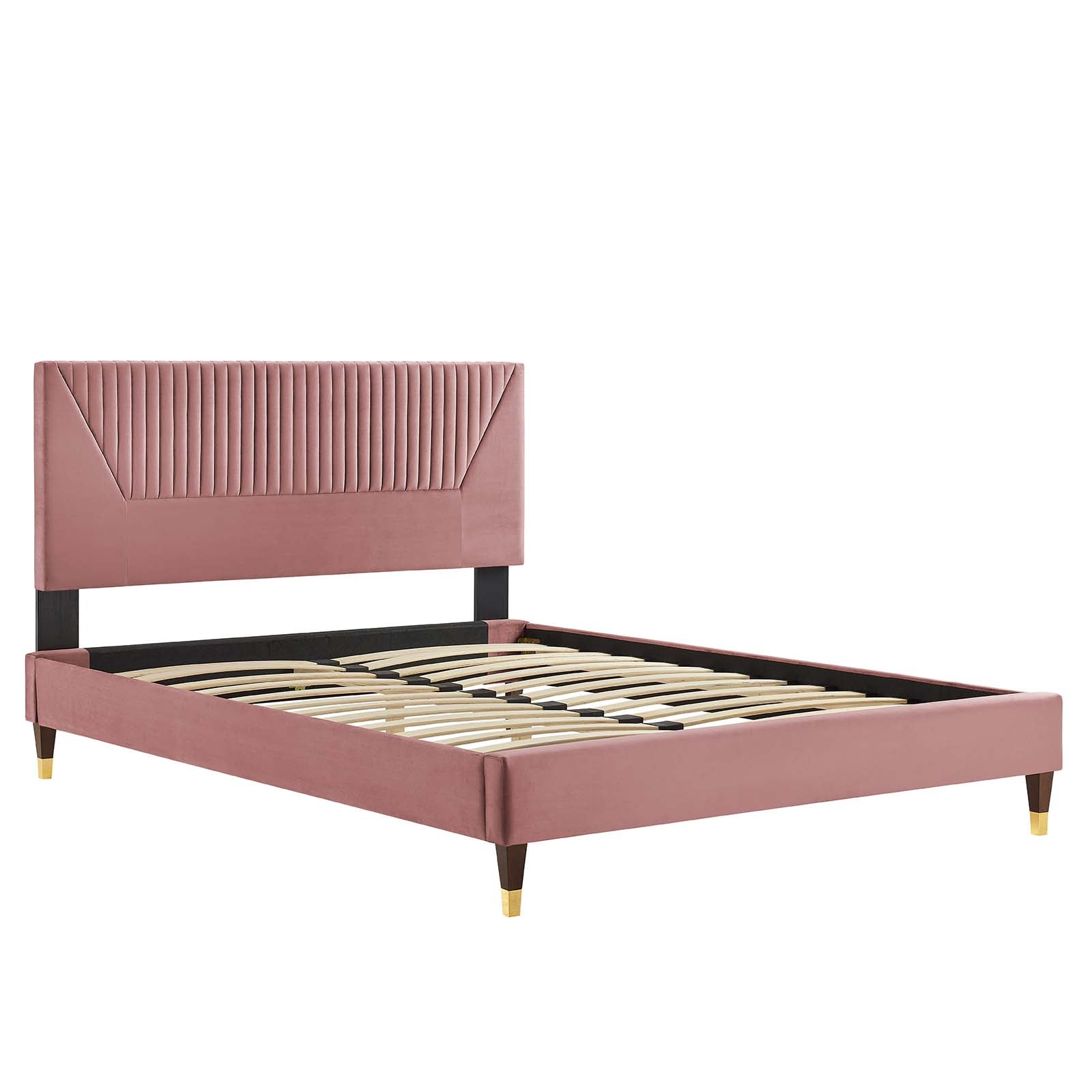 Yasmine Channel Tufted Performance Velvet King Platform Bed by Modway