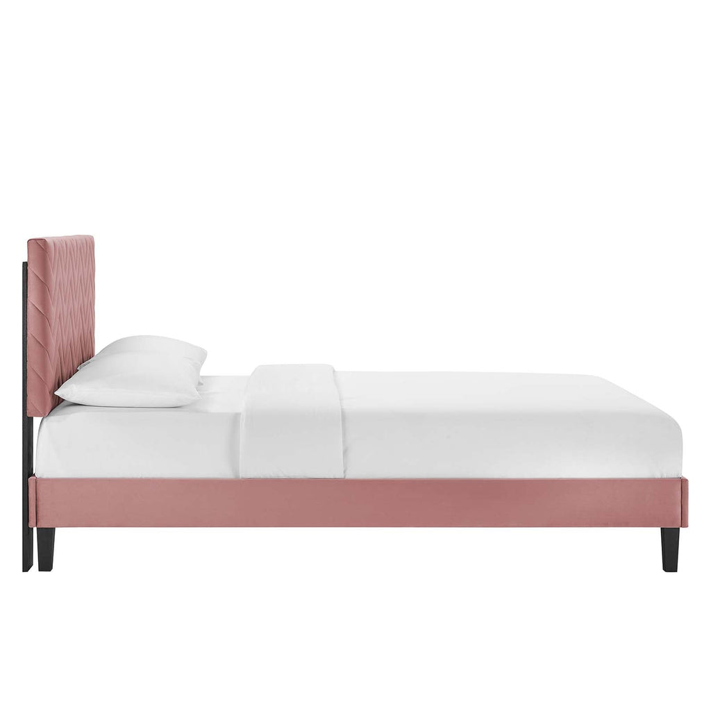 Leah Chevron Tufted Performance Velvet King Platform Bed by Modway