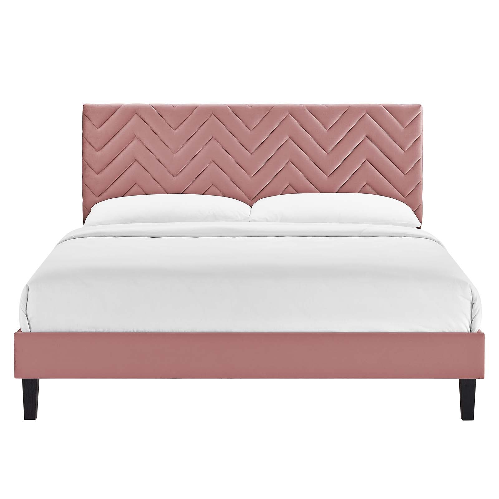 Leah Chevron Tufted Performance Velvet King Platform Bed by Modway