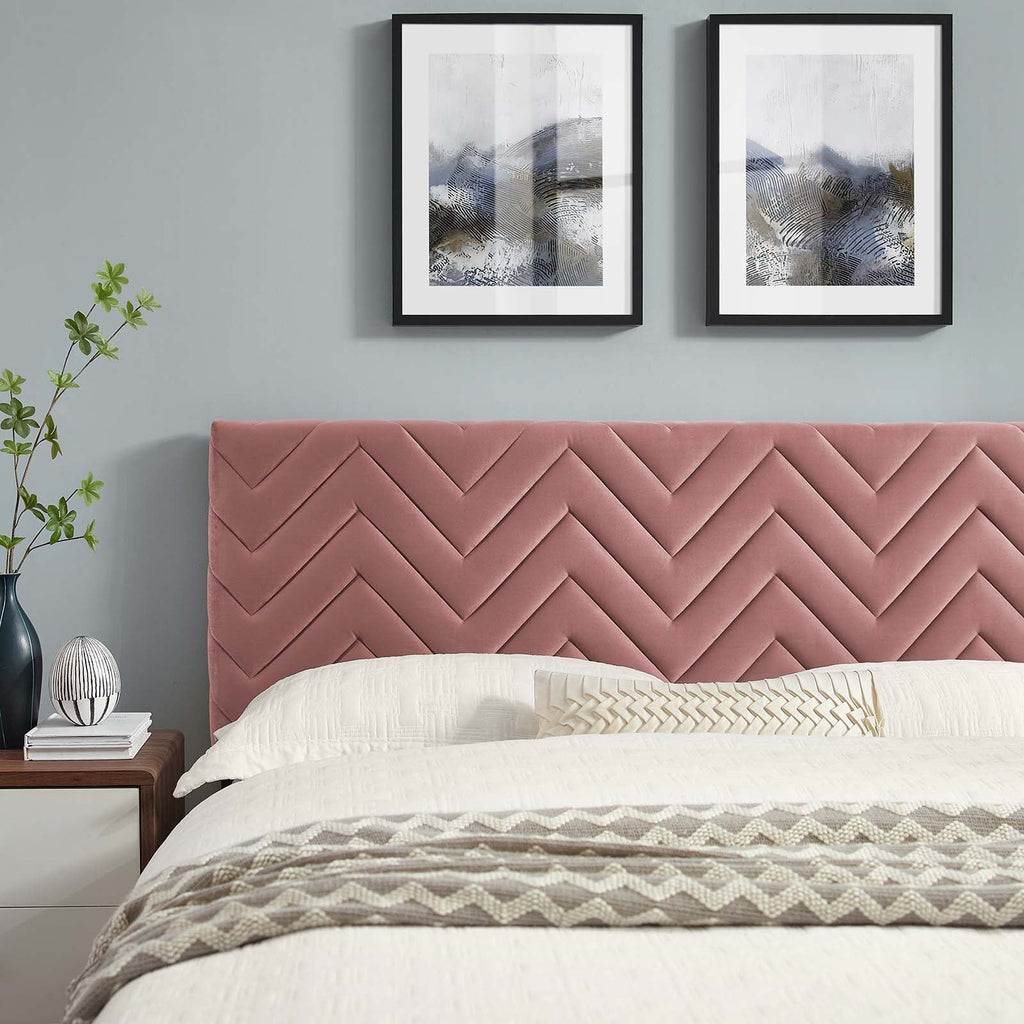 Leah Chevron Tufted Performance Velvet King Platform Bed by Modway