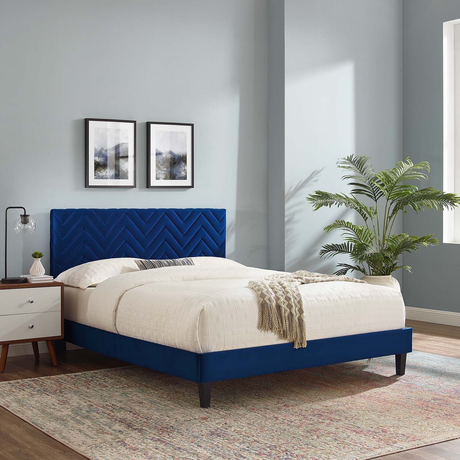 Leah Chevron Tufted Performance Velvet King Platform Bed by Modway