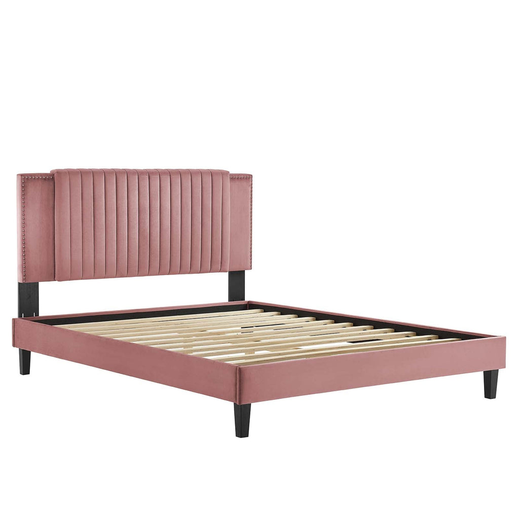 Zahra Channel Tufted Performance Velvet King Platform Bed by Modway