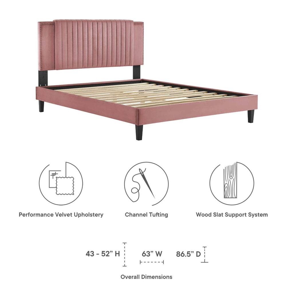 Zahra Channel Tufted Performance Velvet King Platform Bed by Modway