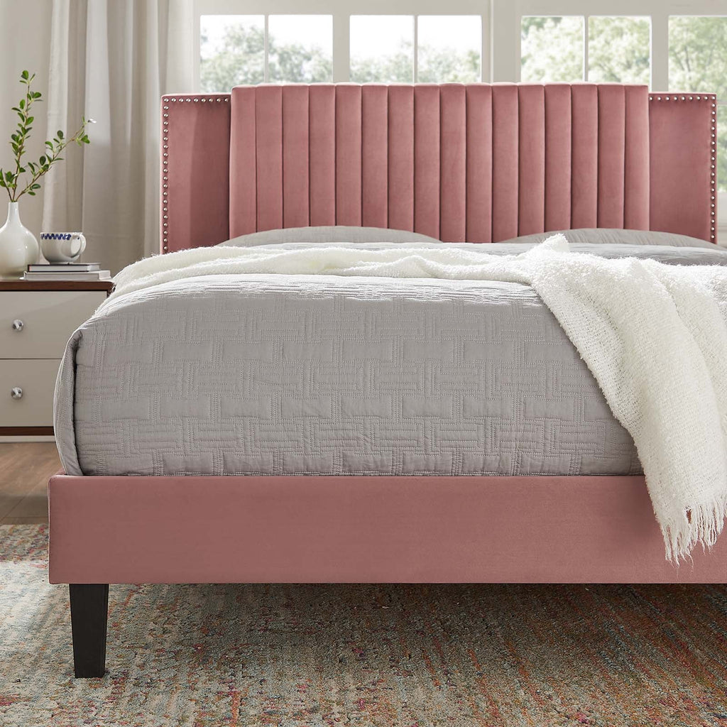 Zahra Channel Tufted Performance Velvet King Platform Bed by Modway