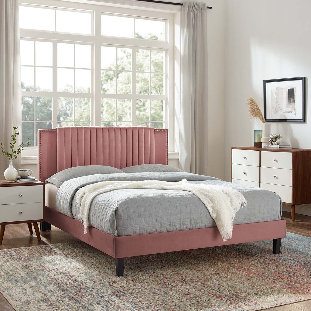 Zahra Channel Tufted Performance Velvet King Platform Bed by Modway