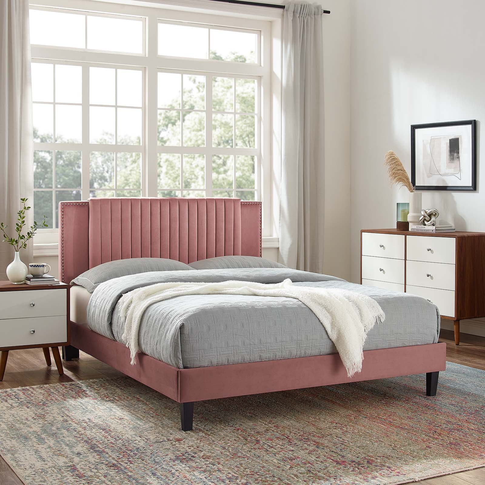 Zahra Channel Tufted Performance Velvet King Platform Bed by Modway