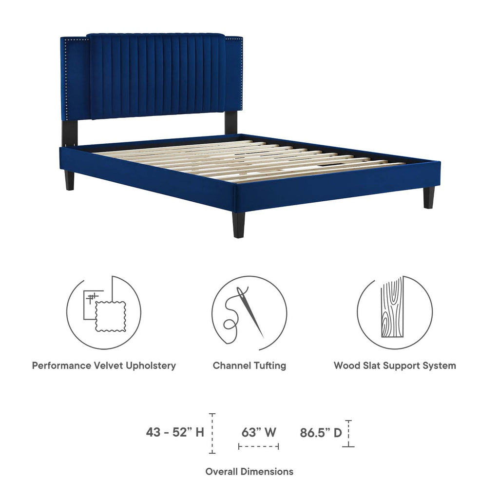 Zahra Channel Tufted Performance Velvet King Platform Bed by Modway