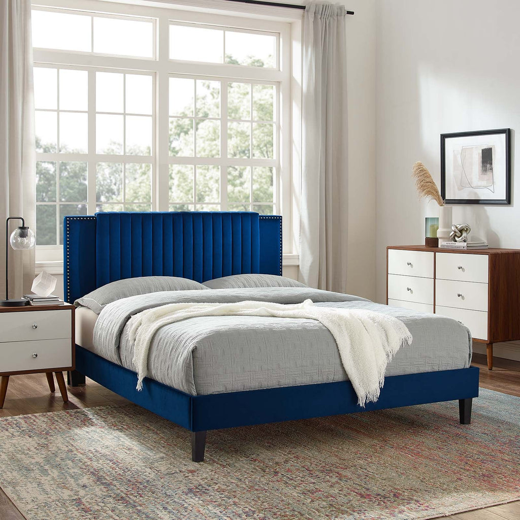 Zahra Channel Tufted Performance Velvet King Platform Bed by Modway