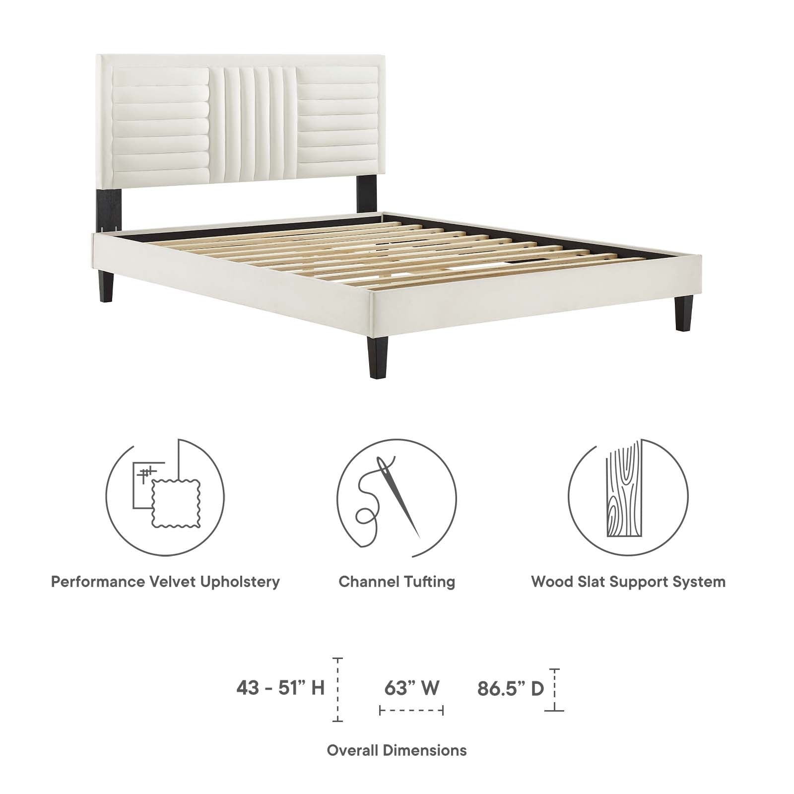 Sofia Channel Tufted King Platform Bed