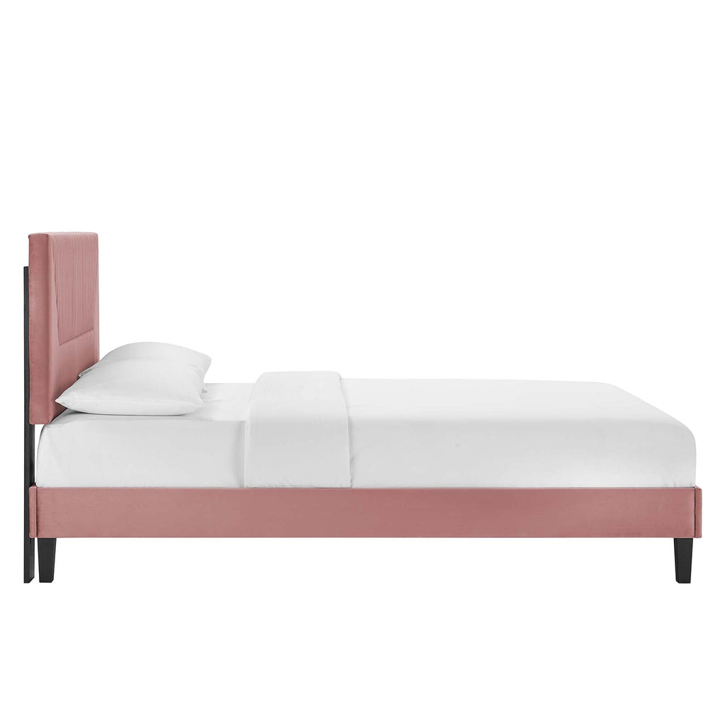 Yasmine Channel Tufted Performance Velvet King Platform Bed by Modway