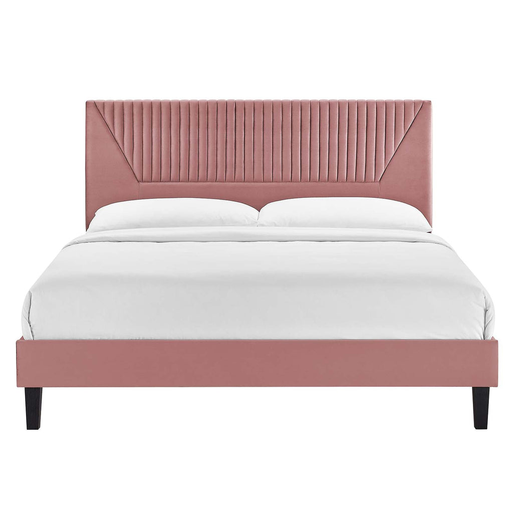 Yasmine Channel Tufted Performance Velvet King Platform Bed by Modway