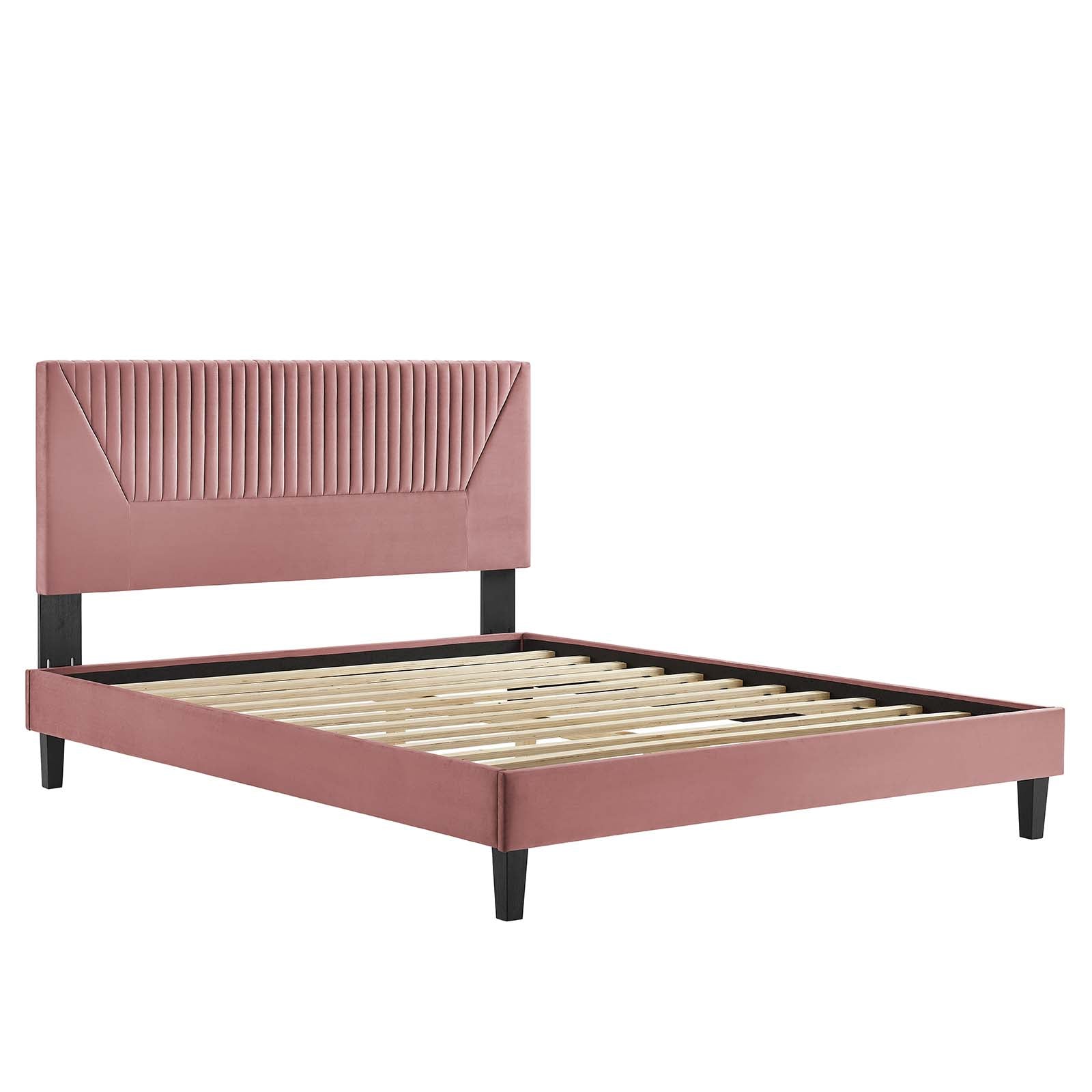 Yasmine Channel Tufted Performance Velvet King Platform Bed by Modway