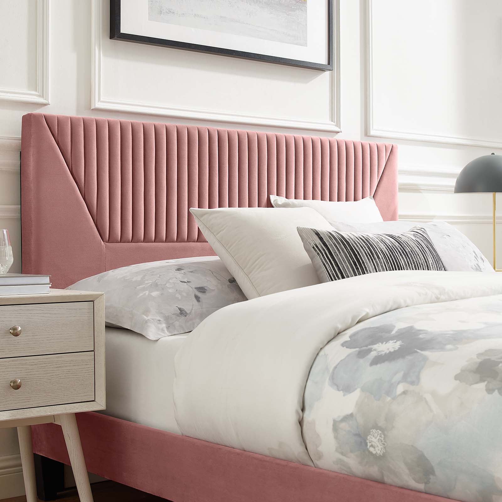 Yasmine Channel Tufted Performance Velvet King Platform Bed by Modway