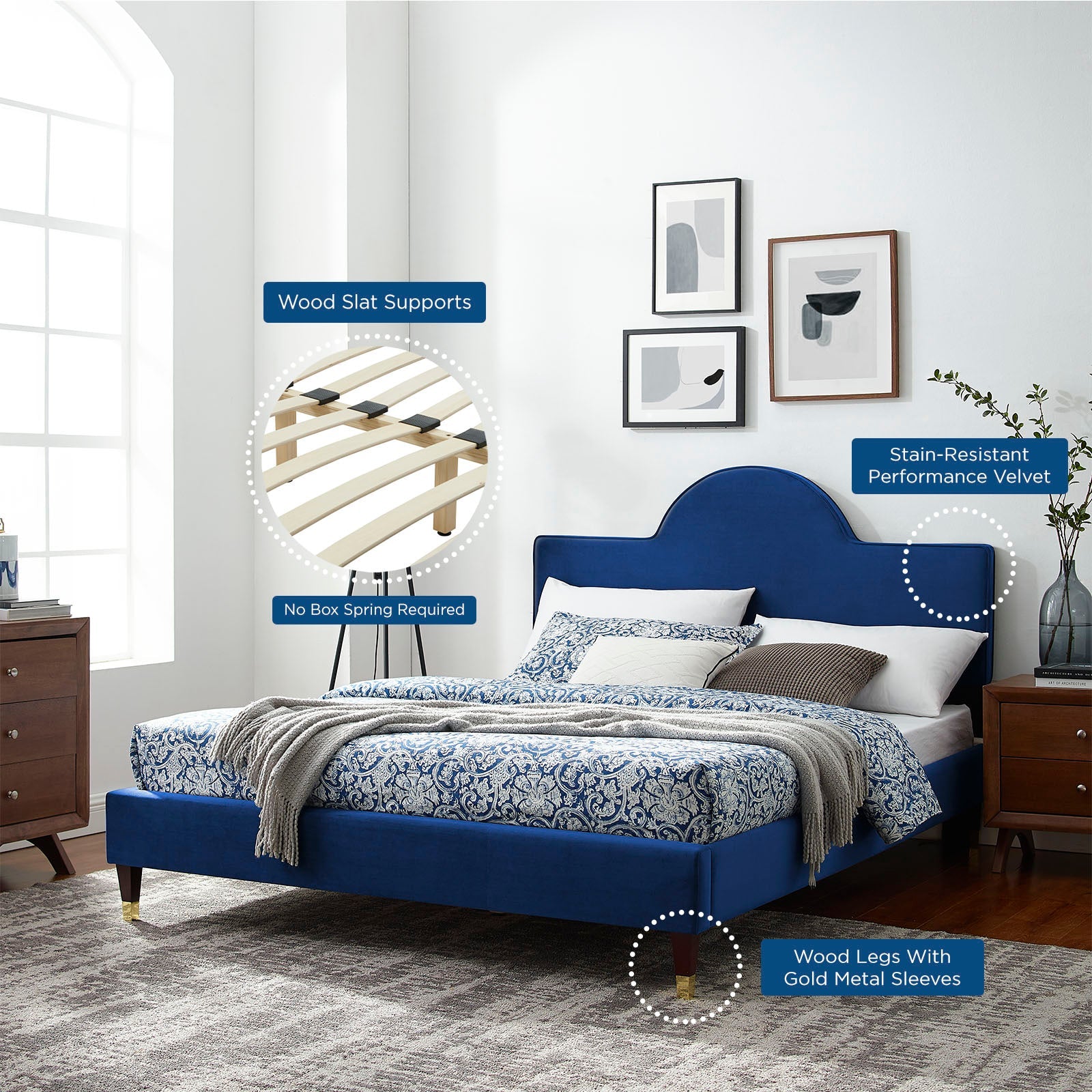 Aurora Performance Velvet Full Bed by Modway