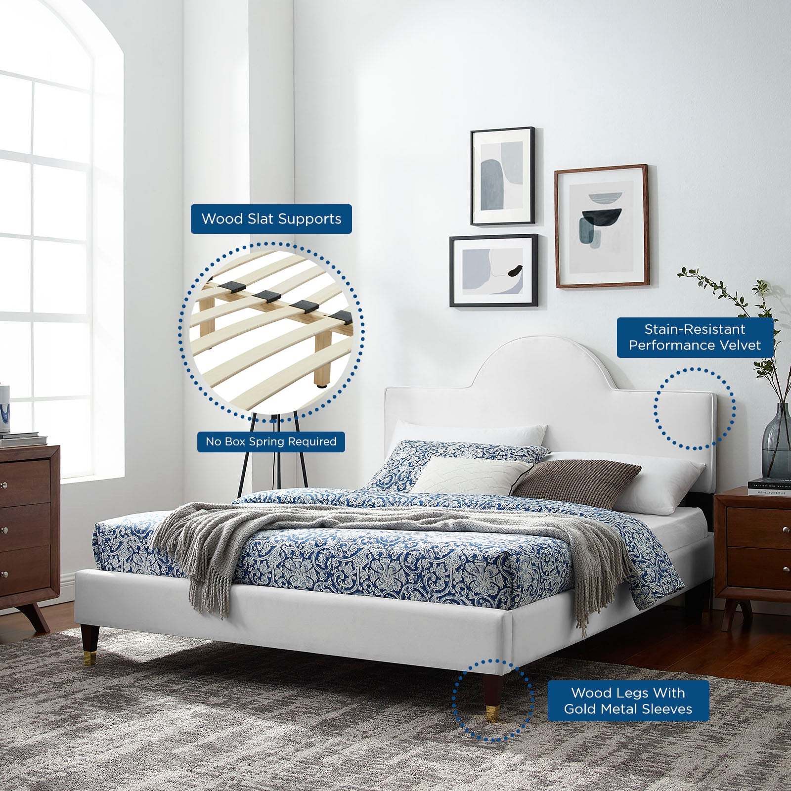 Aurora Performance Velvet King Bed by Modway