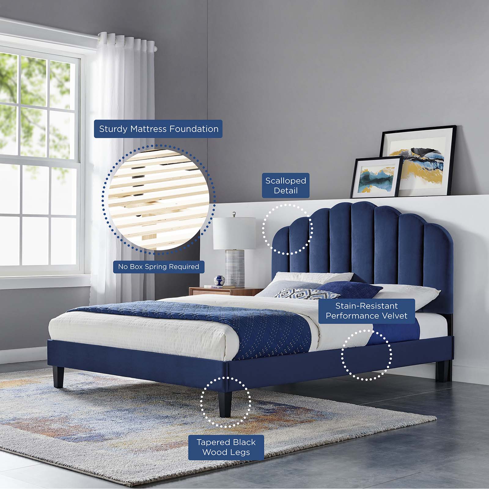 Daisy Performance Velvet Full Platform Bed by Modway