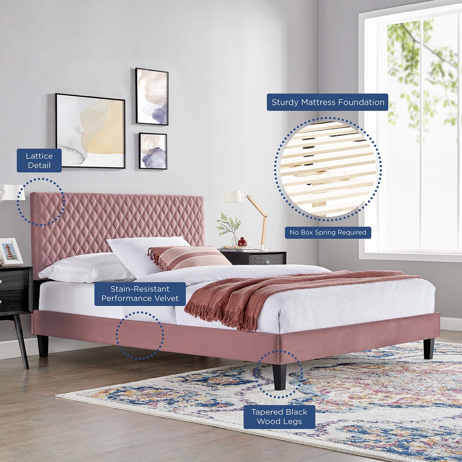 Garcelle Performance Velvet King Platform Bed by Modway