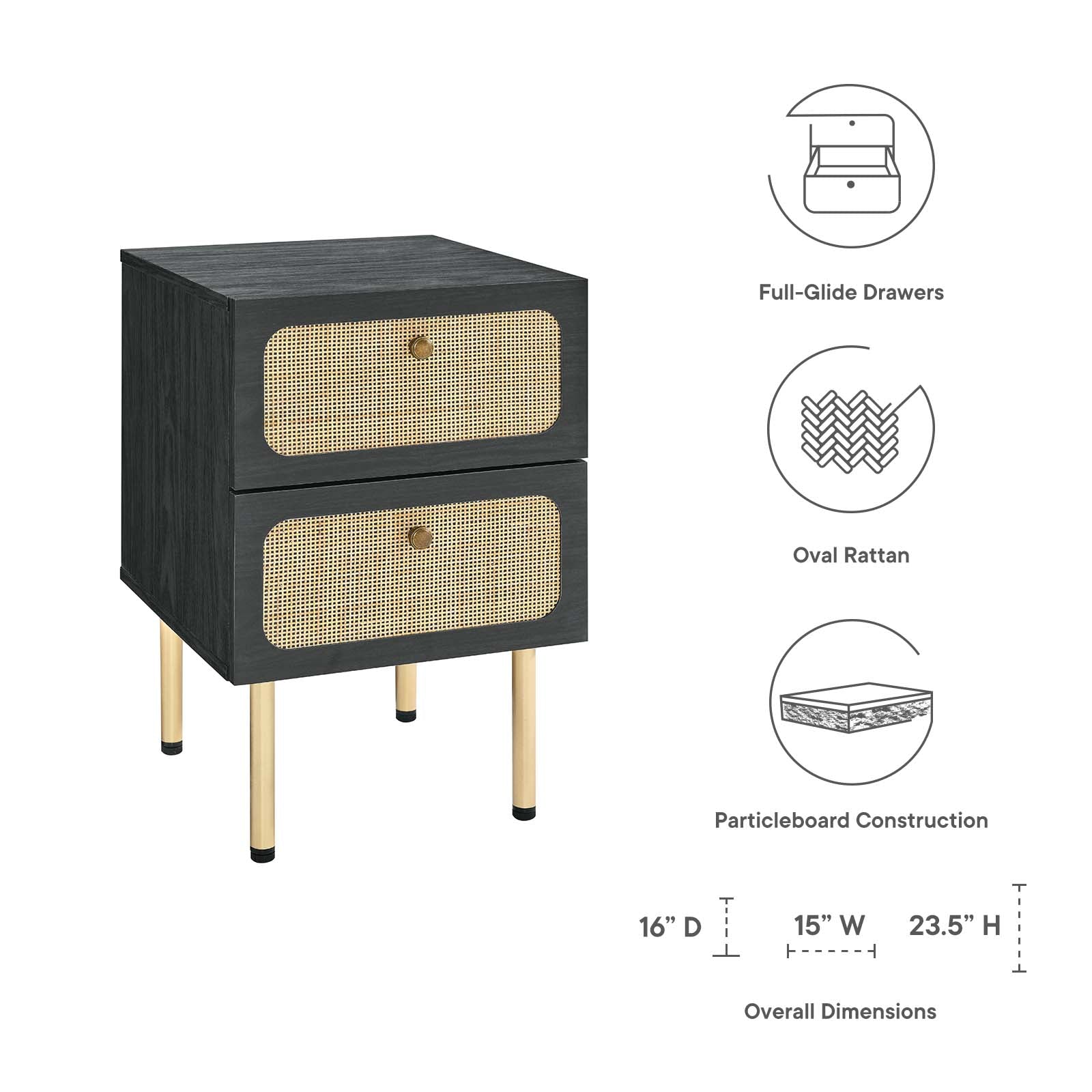 Chaucer 2-Drawer Nightstand by Modway