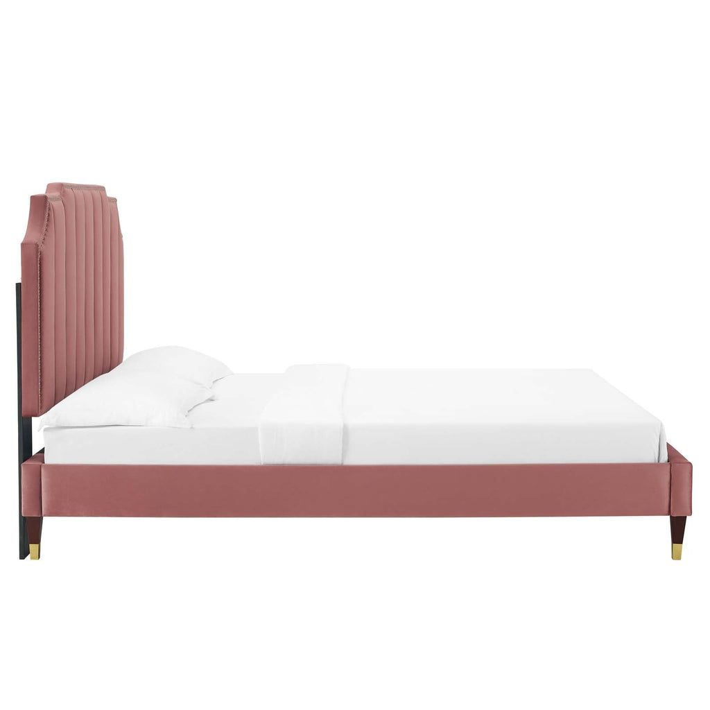 Colette Performance Velvet King Platform Bed by Modway