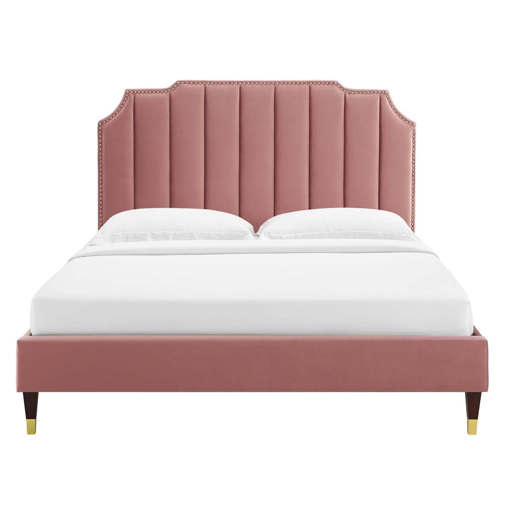Colette Performance Velvet King Platform Bed by Modway