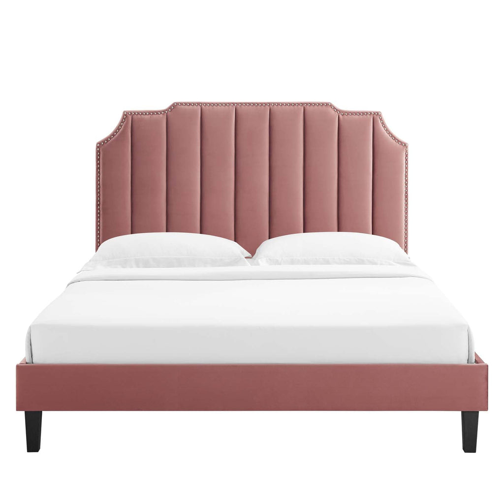 Colette Performance Velvet King Platform Bed by Modway