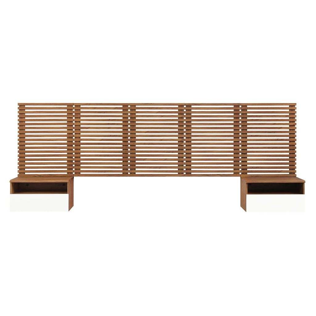 Render Wall Mount Queen Headboard and Modern Nightstands by Modway