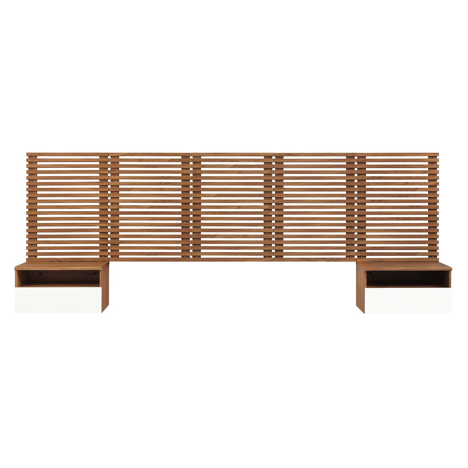 Render Wall Mount Queen Headboard and Modern Nightstands by Modway