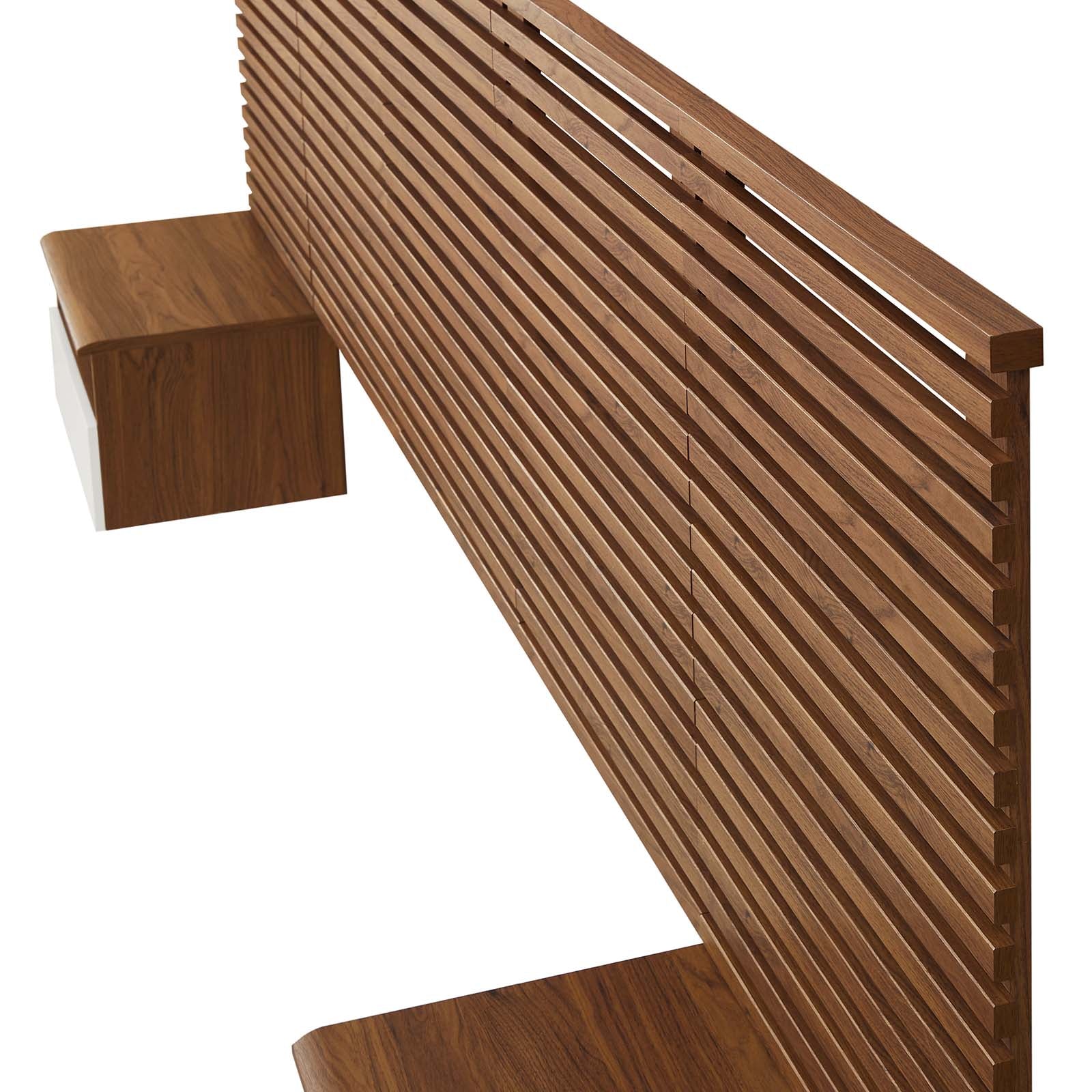 Render Wall Mount Queen Headboard and Modern Nightstands by Modway