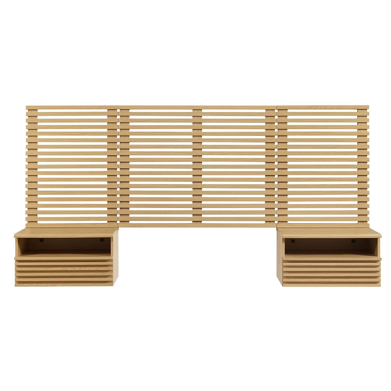 Render Wall Mount Twin Headboard and Modern Nightstands by Modway