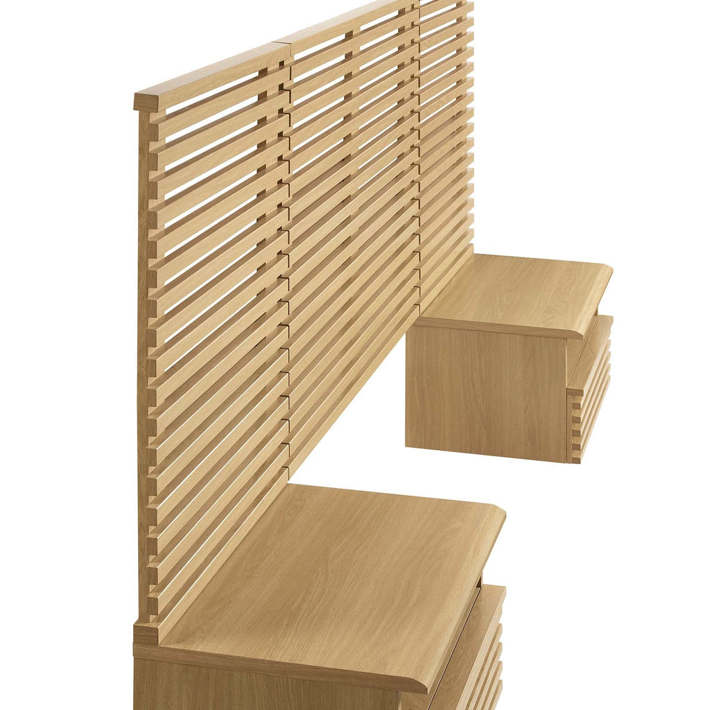 Render Wall Mount Twin Headboard and Modern Nightstands by Modway