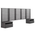 Render Wall Mount Queen Headboard and Modern Nightstands by Modway
