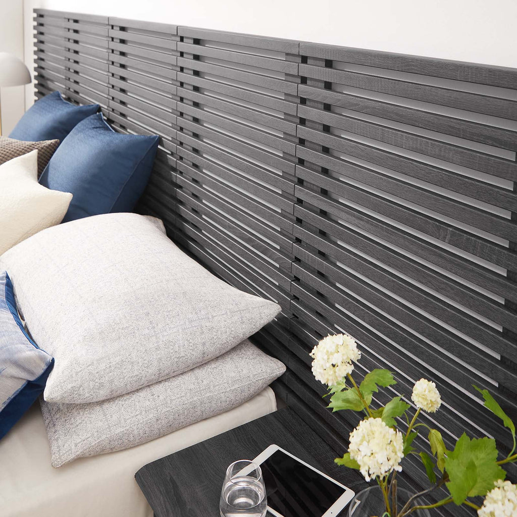 Render Wall Mount Queen Headboard and Modern Nightstands by Modway
